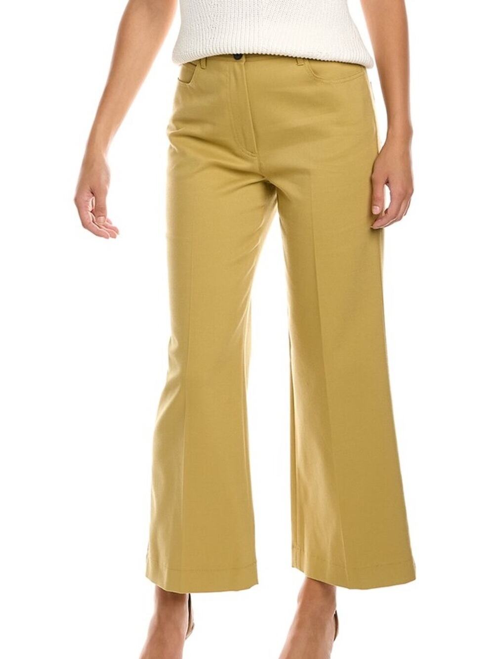 Rebecca Taylor Ochre Pique Wide Leg Jeans Cotton Blend NWT Sz 4